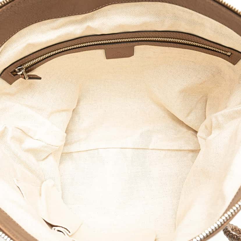 Gucci Medium Leather Interlocking G Braided Strap Crossbody Brown Leather Good condition - Model View