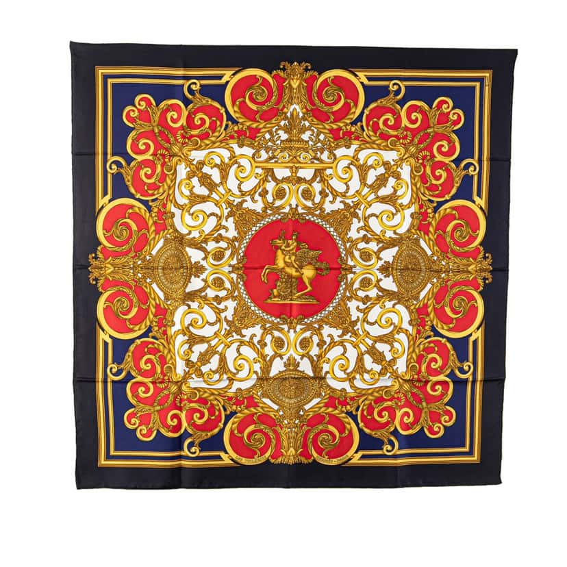 Hermès Les Tuileries Silk Scarf Gold Silk Very good condition - Front View