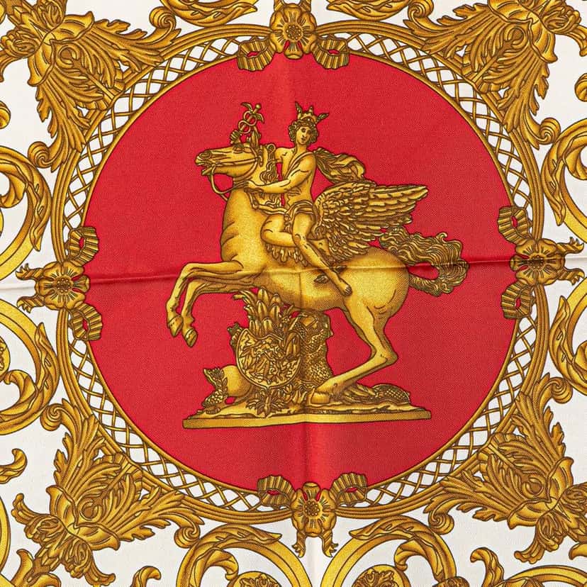 Hermès Les Tuileries Silk Scarf Gold Silk Very good condition - Inside View