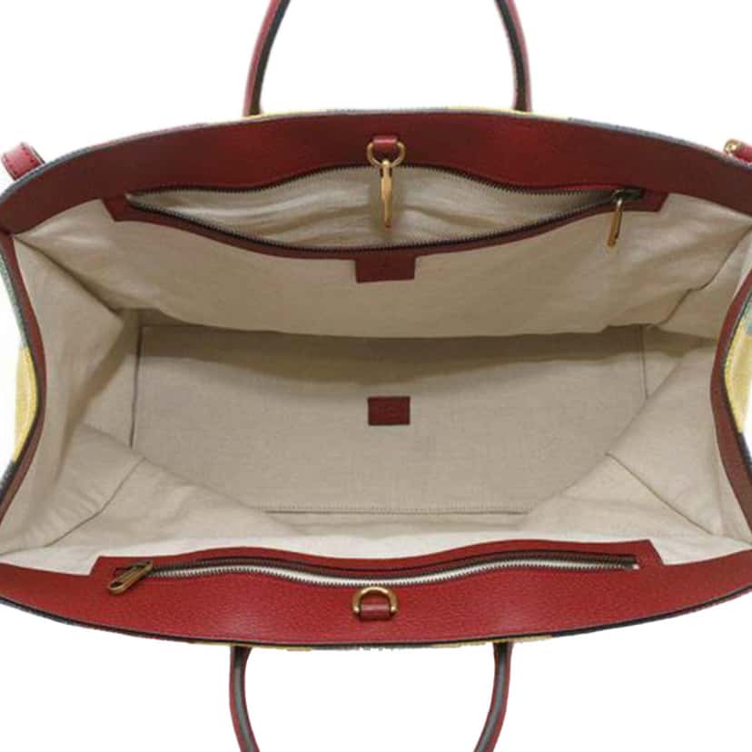 Gucci Baiadera Stripe Canvas Convertible Tote Red Canvas Good condition - Model View