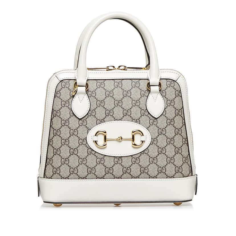 Gucci Small GG Supreme Horsebit 1955 Satchel Brown Canvas Good condition - Front View
