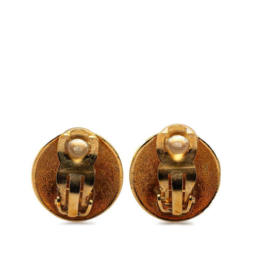 Chanel Gold Plated CC Crown Clip On Earrings Gold Metal Good condition - Back View