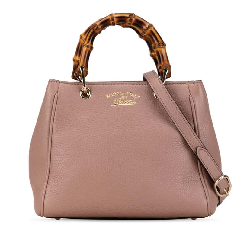 Gucci Mini Calfskin Bamboo Shopper Satchel Pink Leather Good condition - Front View