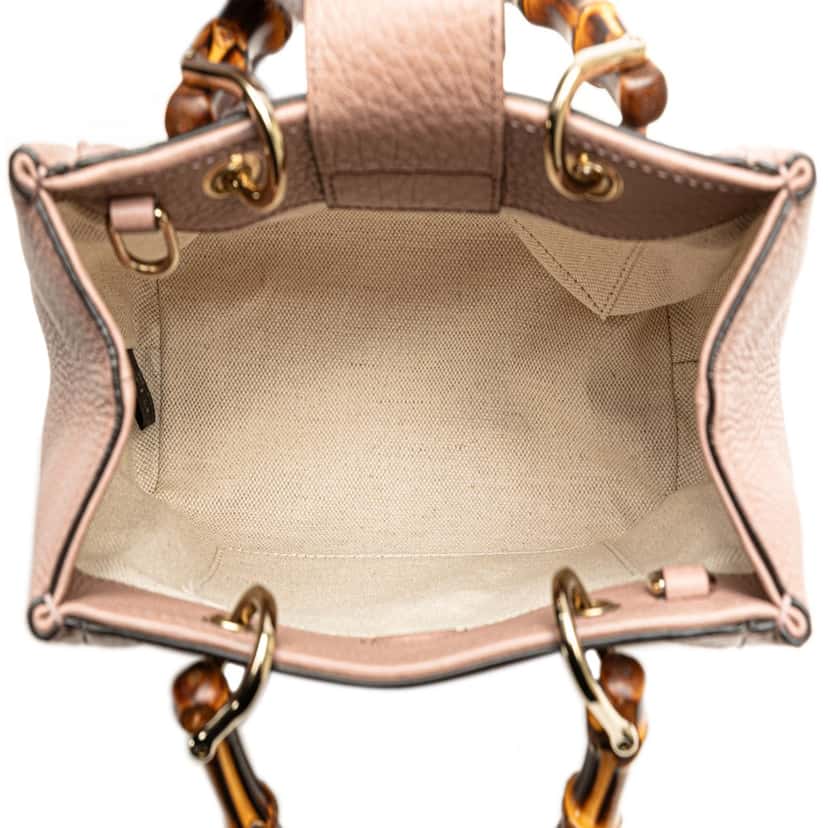 Gucci Mini Calfskin Bamboo Shopper Satchel Pink Leather Good condition - Model View