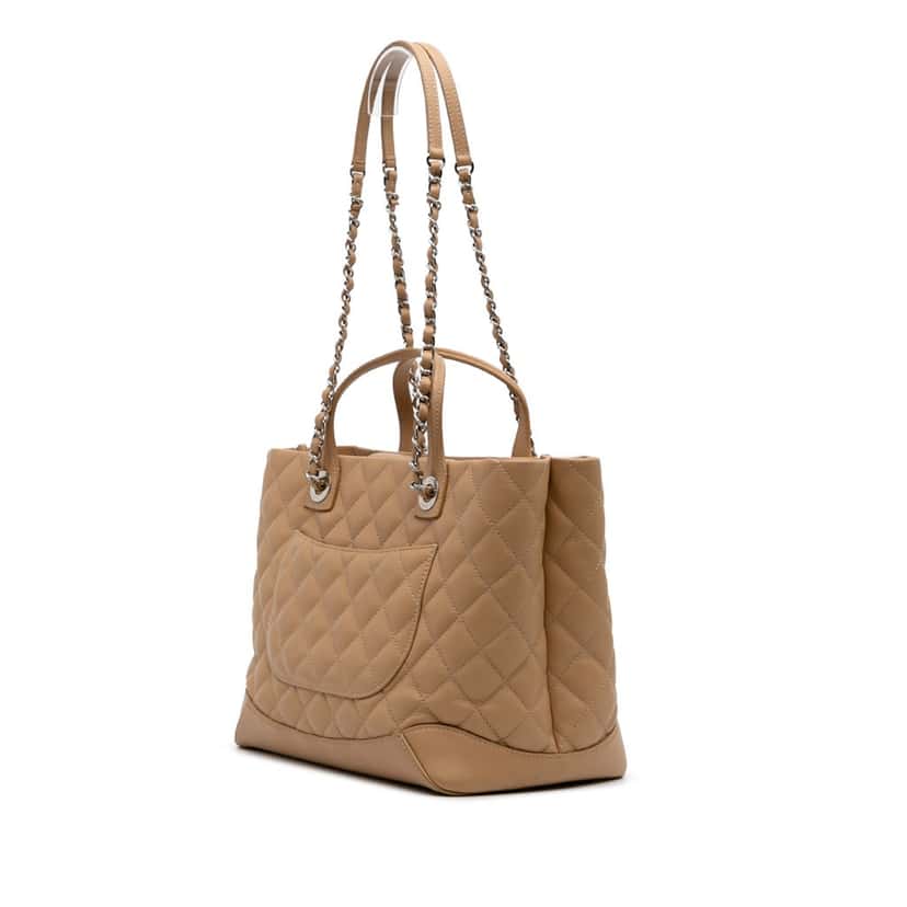 Chanel Small Quilted Calfskin Easy Shopping Tote Brown Leather Good condition - Back View