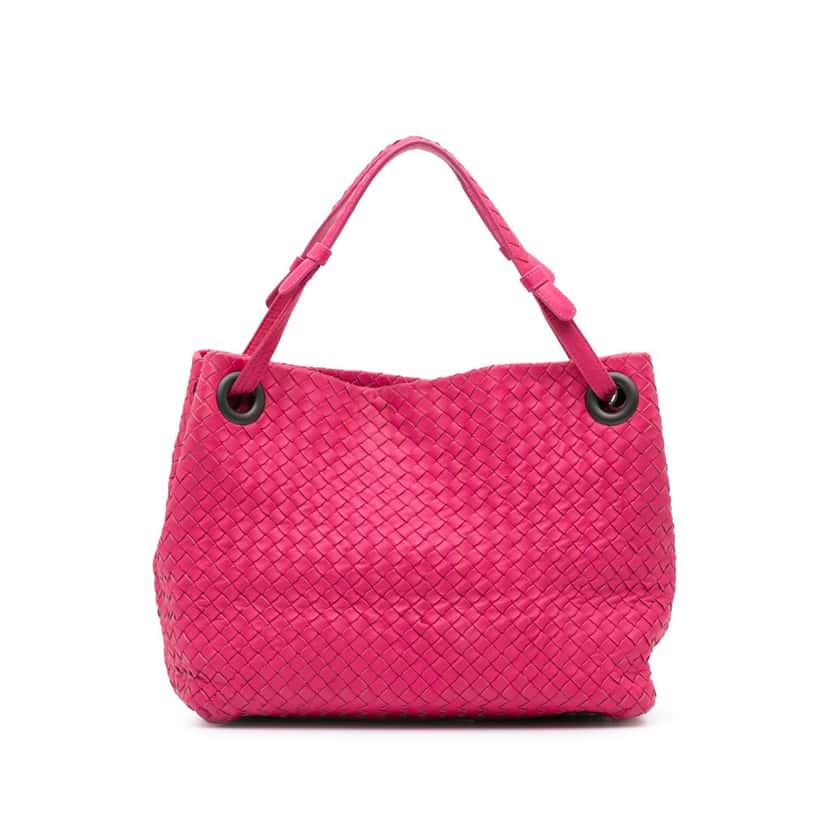 Bottega Veneta Medium Nappa Intrecciato Bella Tote Pink Leather Good condition - Front View