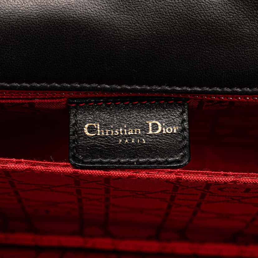 Dior Lambskin Cannage Shoulder Bag Black Leather Good condition - Box View