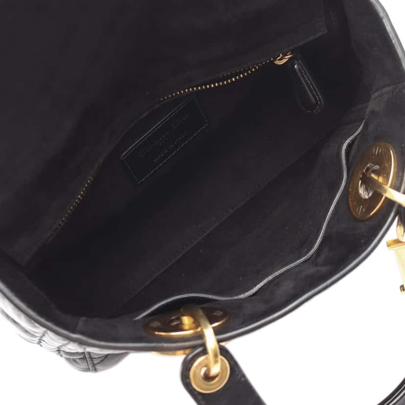 Dior Small Crinkled Patent Cannage My ABCDior Lady Dior Black Leather Good condition - Inside View