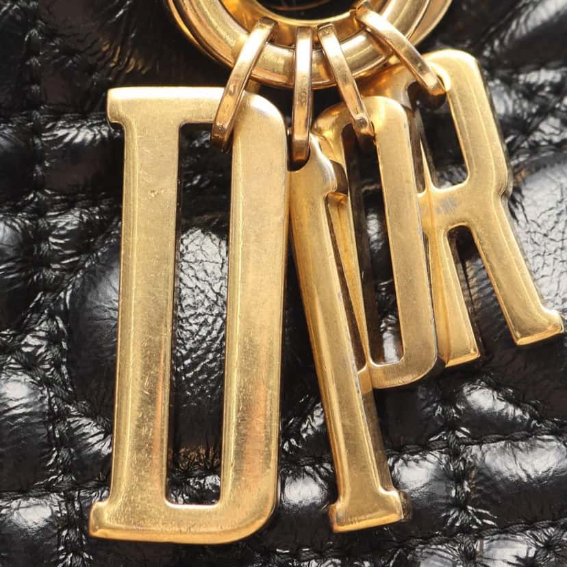 Dior Small Crinkled Patent Cannage My ABCDior Lady Dior Black Leather Good condition - Box View