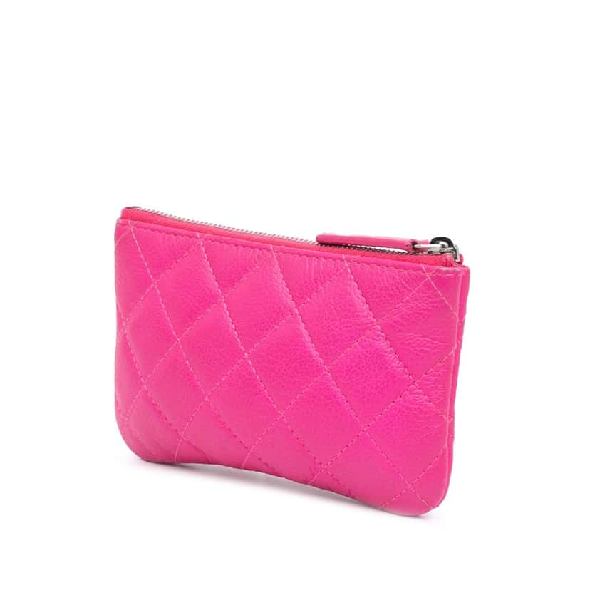 Chanel Small Goatskin Quilted Reissue Cosmetic Pouch Pink Leather Good condition - Back View