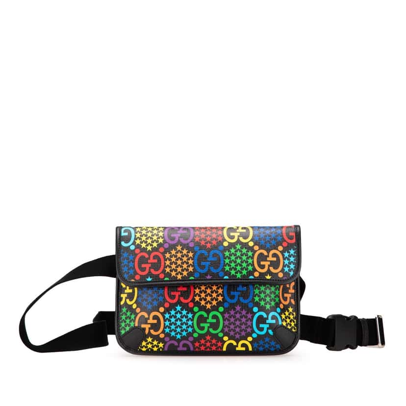 Gucci GG Supreme Psychedelic Belt Bag Black Canvas Good condition - Front View
