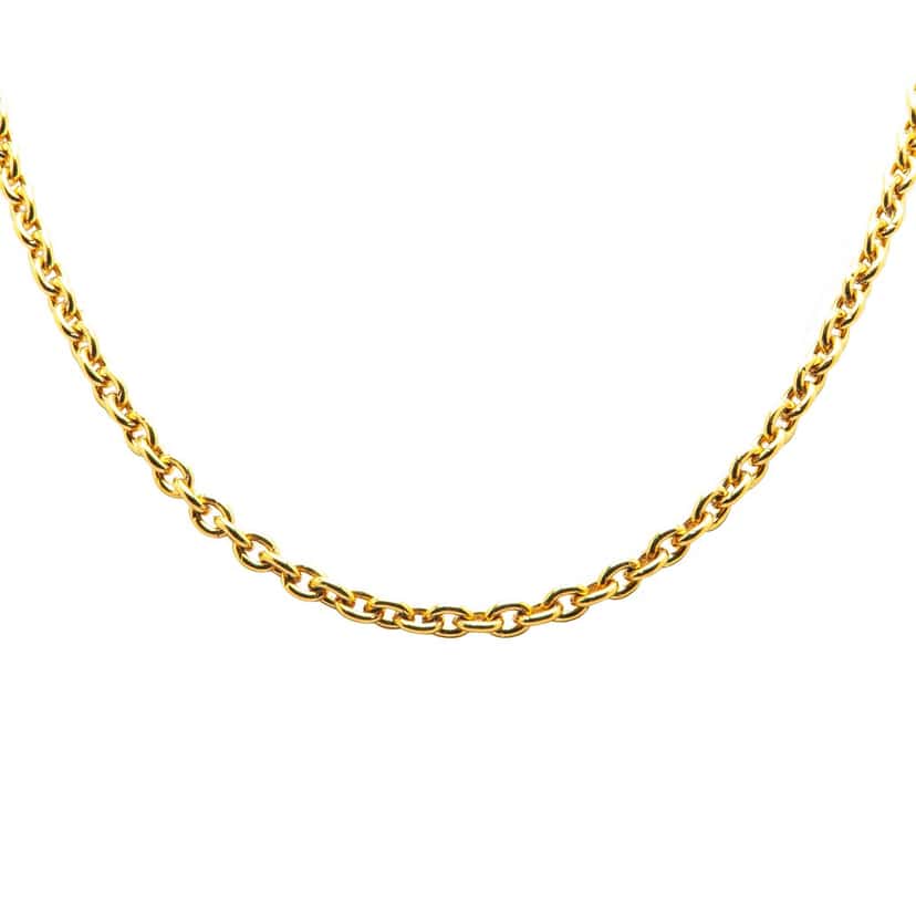 Chanel Gold Plated CC Round Pendant Necklace Gold Metal Good condition - Front View