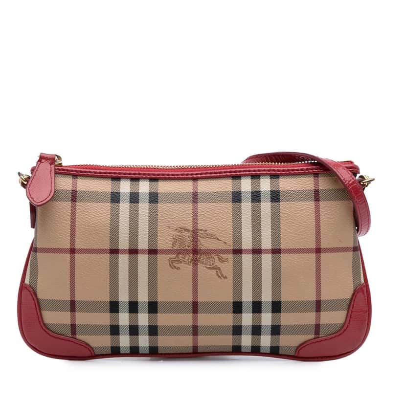 Burberry Haymarket Check Coated Canvas Peyton Crossbody Brown Canvas Good condition - Front View