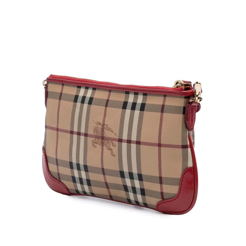 Burberry Haymarket Check Coated Canvas Peyton Crossbody Brown Canvas Good condition - Back View