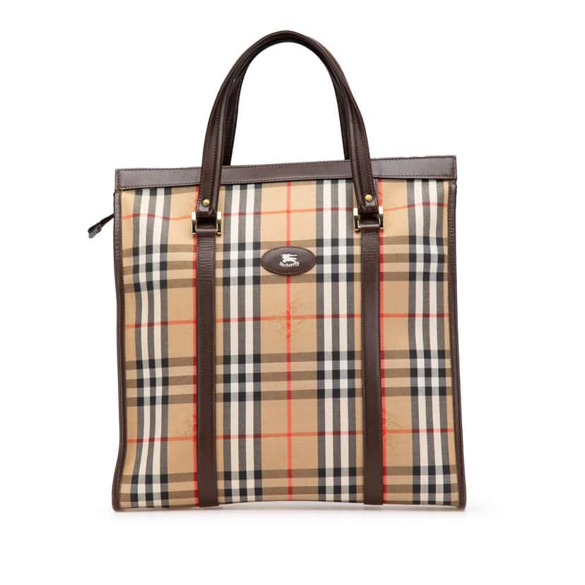 Burberry Haymarket Check Canvas Tote Brown Canvas Good condition - Front View