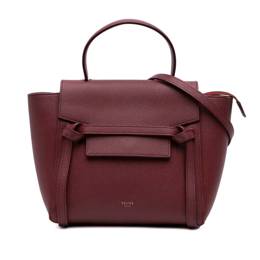 Celine Nano Grained Calfskin Belt Bag Red Leather Good condition - Front View