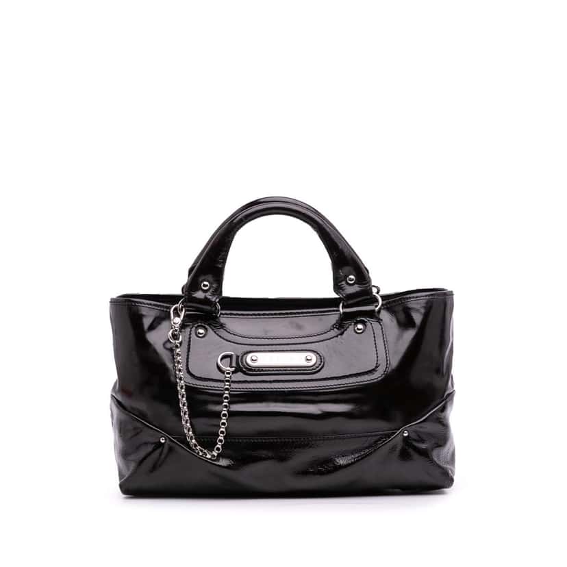 Celine Patent Boogie Handbag Black Leather Good condition - Front View