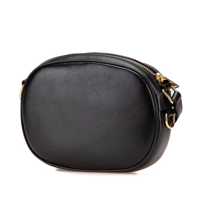Celine Quilted Calfskin C Charm Crossbody Black Leather Good condition - Back View