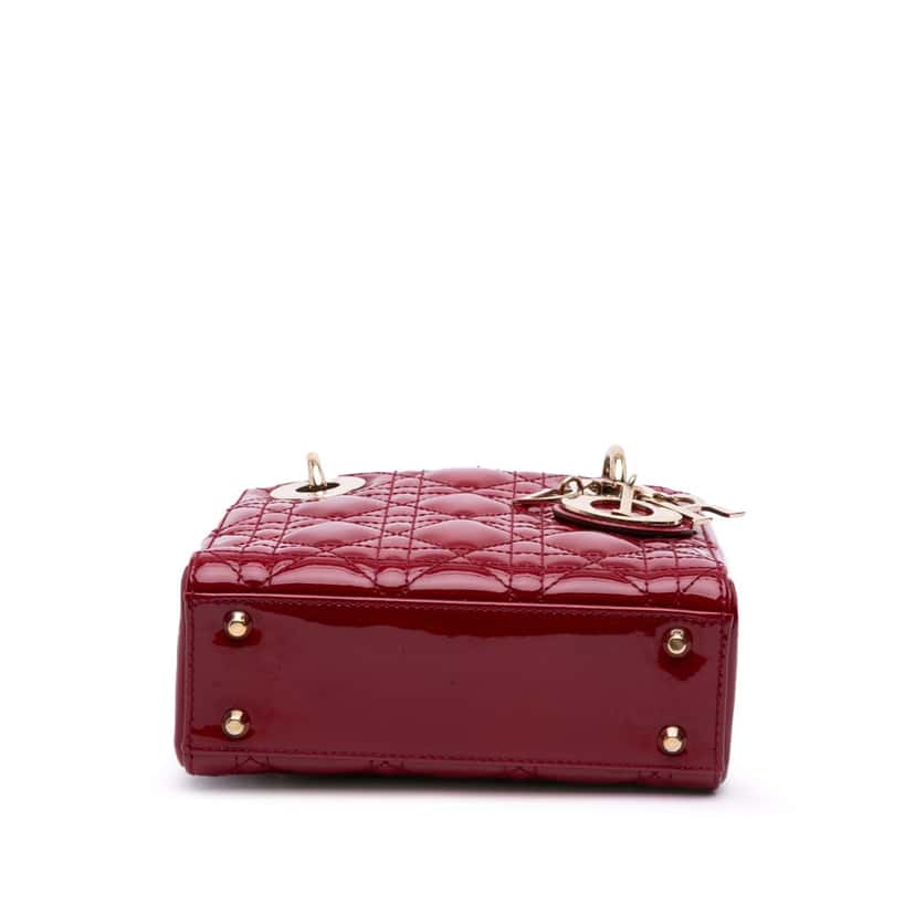 Dior Mini Patent Cannage Lady Dior Red Leather Good condition - Inside View