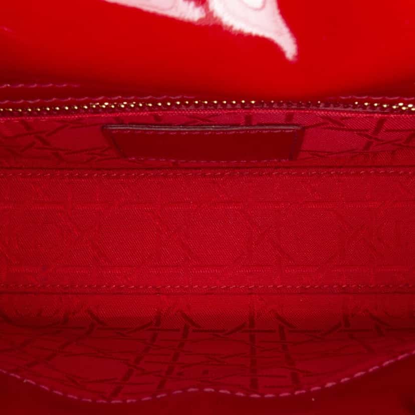 Dior Mini Patent Cannage Lady Dior Red Leather Good condition - Model View