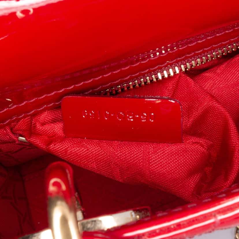 Dior Mini Patent Cannage Lady Dior Red Leather Good condition - Box View