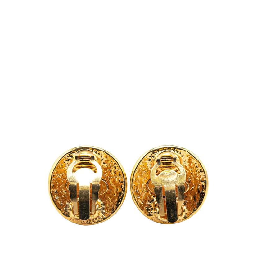 Chanel Gold Plated CC Clip on Earrings Gold Metal Good condition - Back View