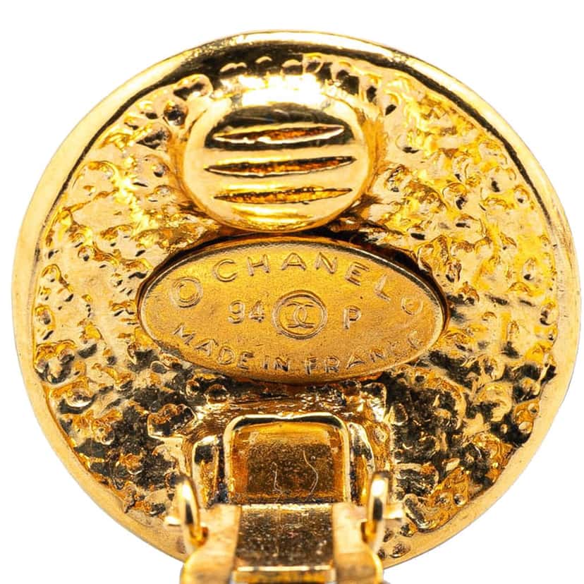 Chanel Gold Plated CC Clip on Earrings Gold Metal Good condition - Inside View