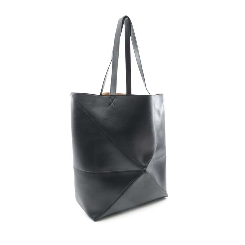 Loewe Large Calfskin Puzzle Fold Tote Black Leather Good condition - Back View
