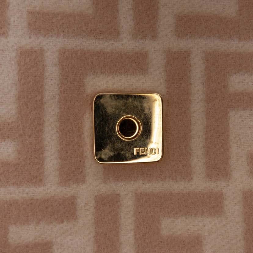 Fendi Zucca Wool Selleria Baguette Brown Wool Good condition - Box View