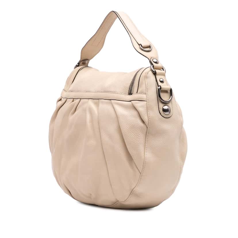 Gucci Medium Pebbled Calfskin Icon Bit Satchel White Leather Good condition - Back View
