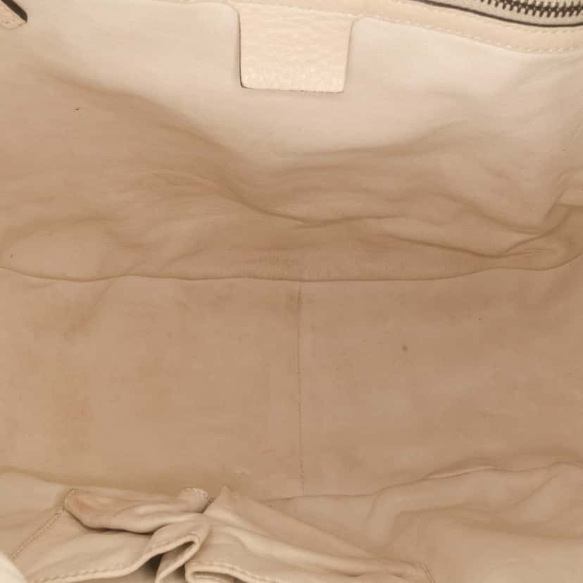 Gucci Medium Pebbled Calfskin Icon Bit Satchel White Leather Good condition - Model View