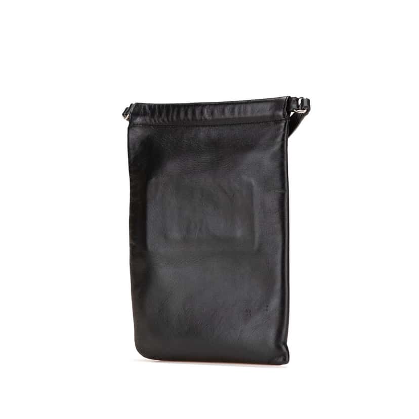 Saint Laurent Antiqued Lambskin Sid Flat Crossbody Black Leather Good condition - Back View