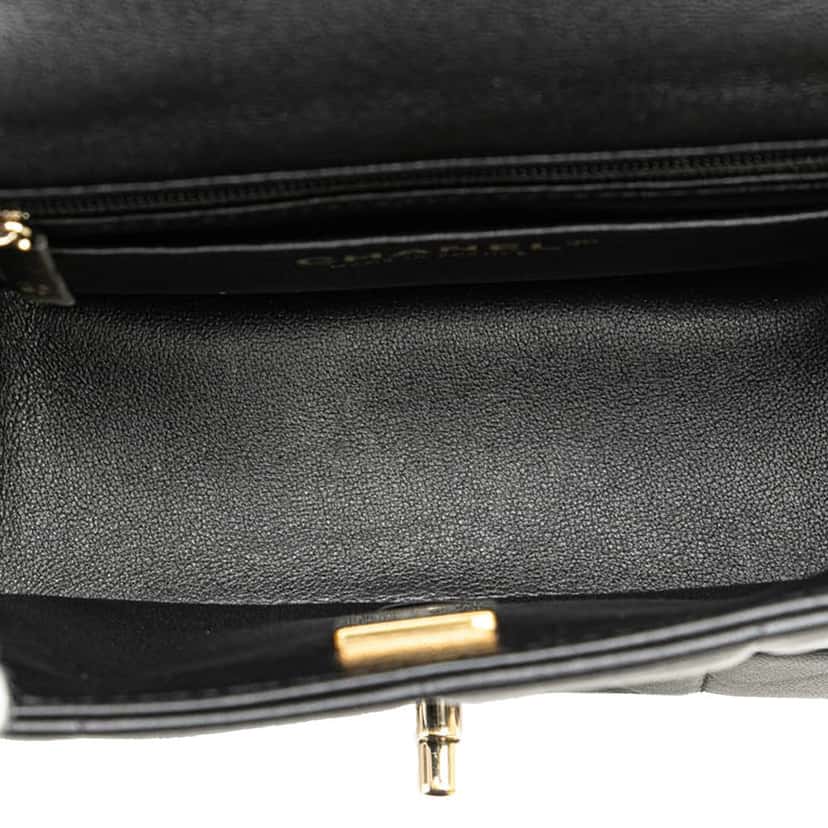 Chanel Mini Square Lambskin Resin Crystal Monacoco Flap Black Leather Good condition - Model View