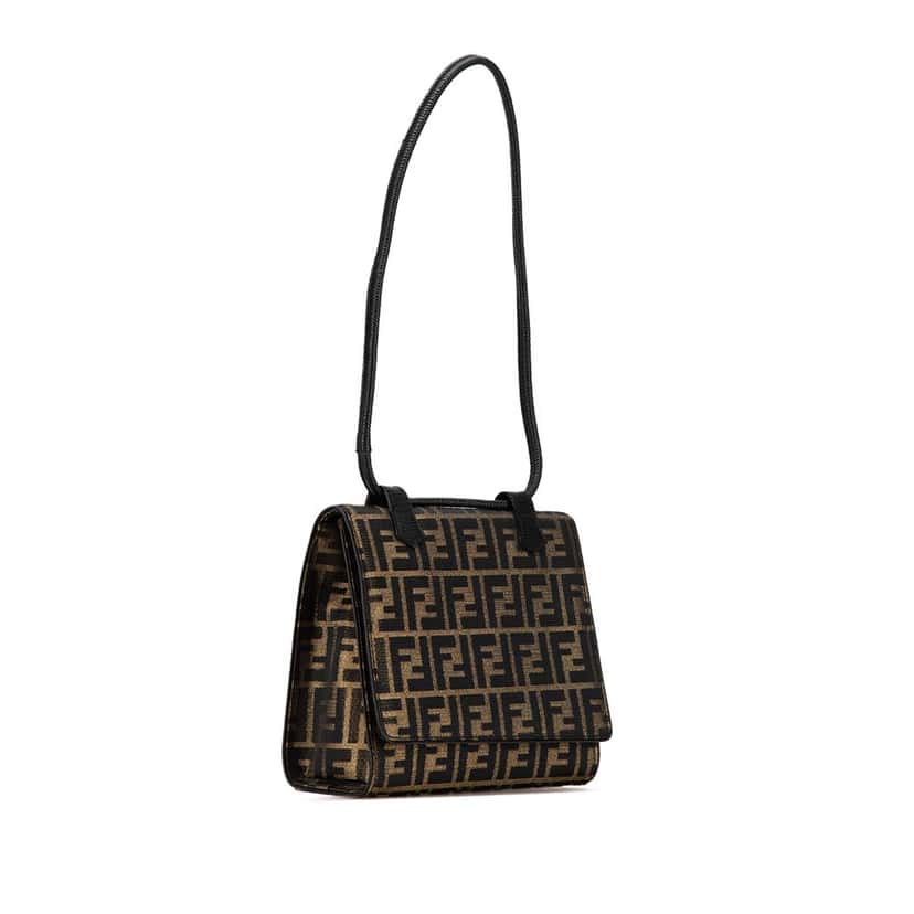 Fendi Zucca Canvas Shoulder Bag Brown Canvas Good condition - Back View