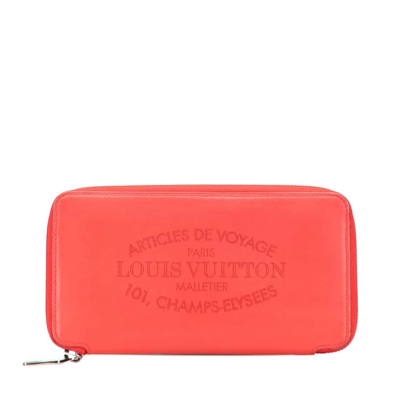 Louis Vuitton Leather Articles de Voyage Zippy Long Wallet Red Leather Good condition - Front View