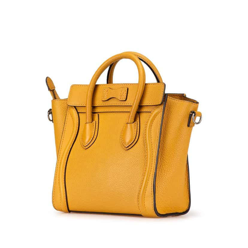 Celine Nano Leather Luggage Tote Yellow Leather Very good condition - Back View
