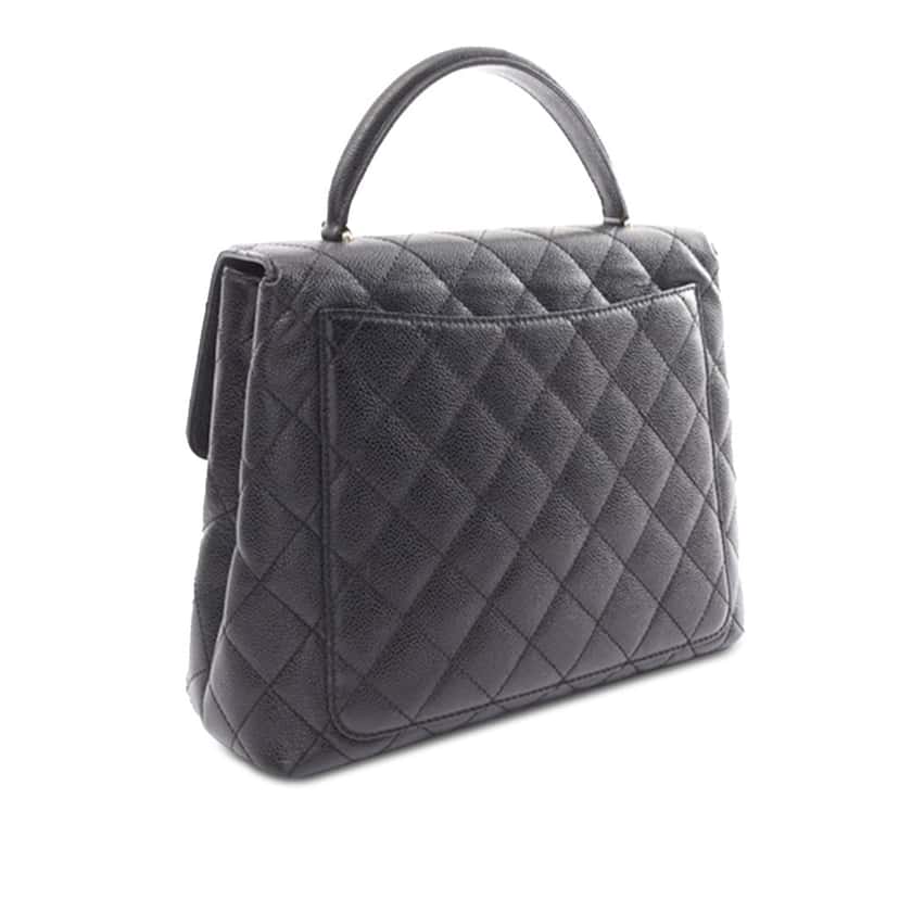 Chanel Caviar Kelly Top Handle Bag Black Leather Good condition - Back View