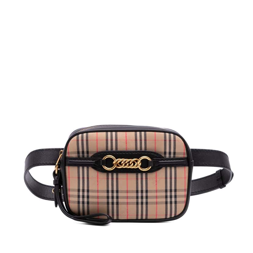 Burberry Haymarket Check Canvas 1983 Link Belt Bag Brown Canvas Good condition - Front View
