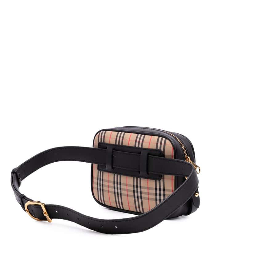 Burberry Haymarket Check Canvas 1983 Link Belt Bag Brown Canvas Good condition - Back View