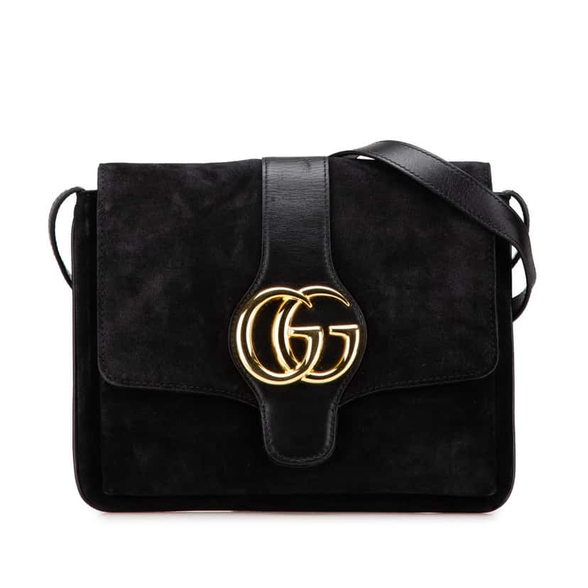 Gucci Medium Suede Arli Crossbody Black Leather Good condition - Front View