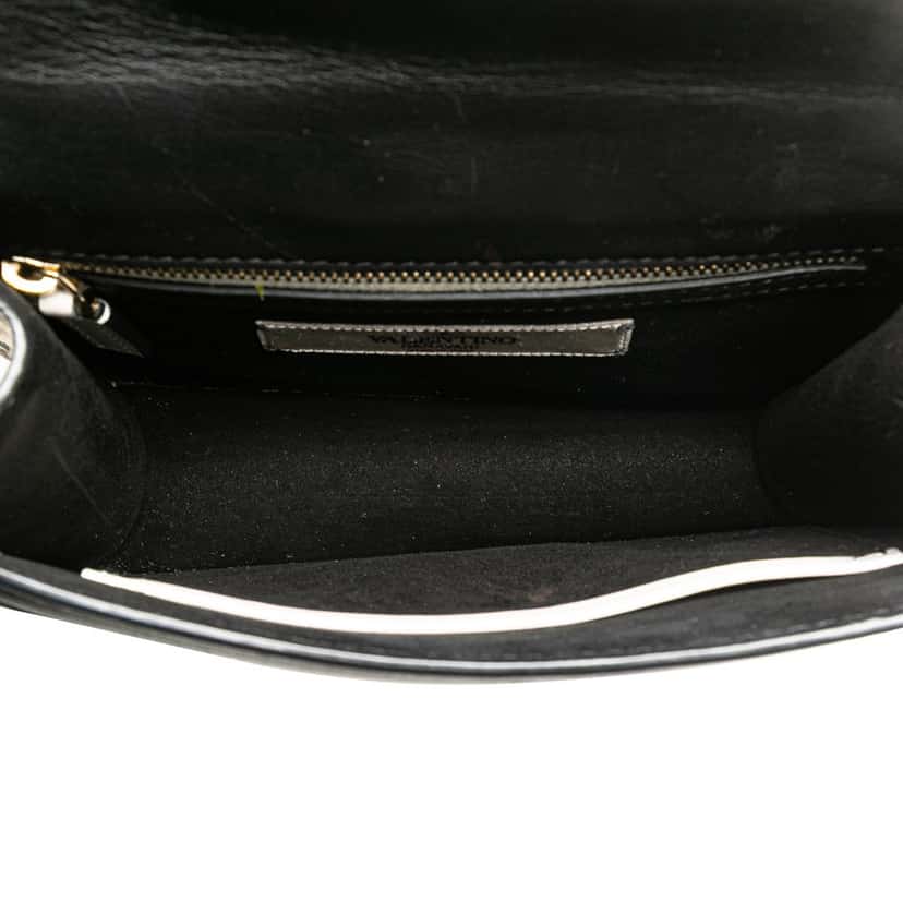 Valentino Small Kimono 1997 Print Glam Lock Shoulder Bag Black Leather Good condition - Model View