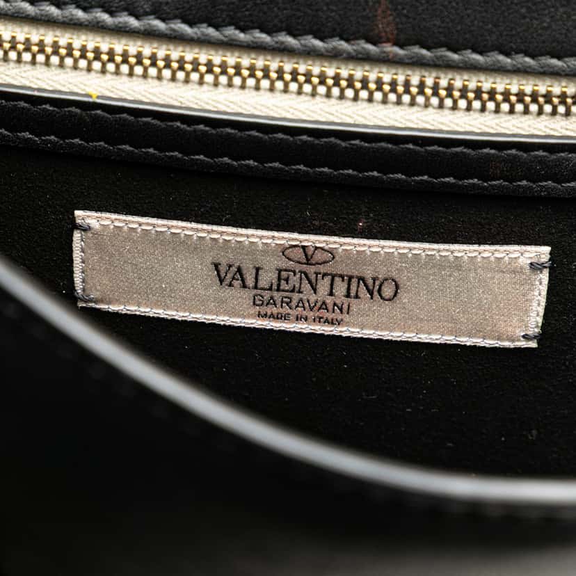 Valentino Small Kimono 1997 Print Glam Lock Shoulder Bag Black Leather Good condition - Box View