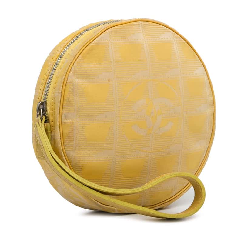 Chanel New Travel Line Nylon Pouch Yellow Fair condition - Back View