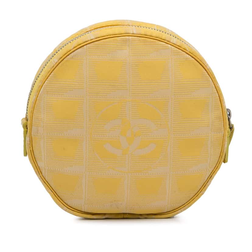 Chanel New Travel Line Nylon Pouch Yellow Fair condition - Model View