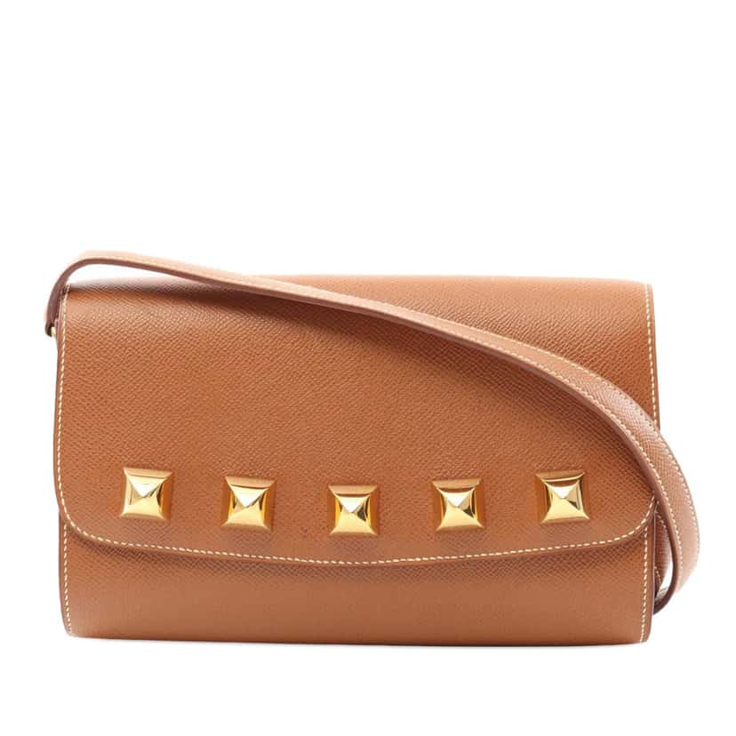 Hermès Courchevel Medor Crossbody Brown Leather Good condition - Front View