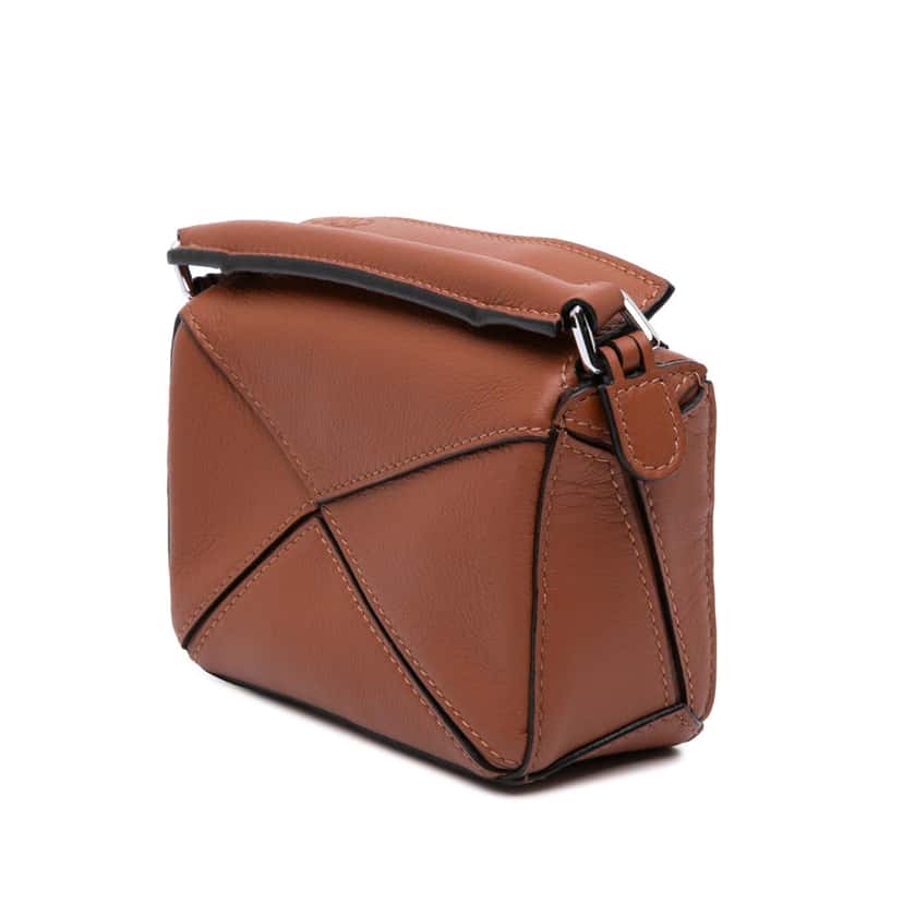 Loewe Nano Calfskin Puzzle Satchel Brown Leather Good condition - Back View