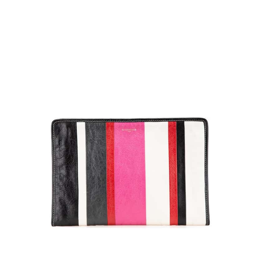 Balenciaga Lambskin Bazar Clutch Black Leather Good condition - Front View