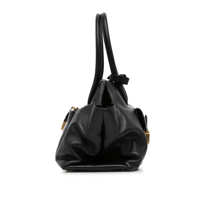 Miu Miu Vitello Soft Tote Black Leather Fair condition - Inside View