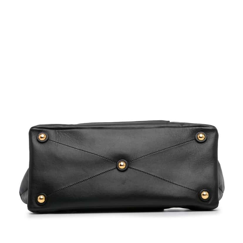 Miu Miu Vitello Soft Tote Black Leather Fair condition - Box View