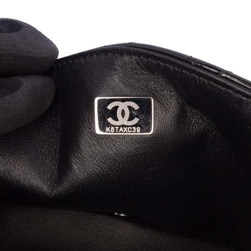 Chanel Mini Square Classic Patent So Black Single Flap Black Leather Good condition - Box View
